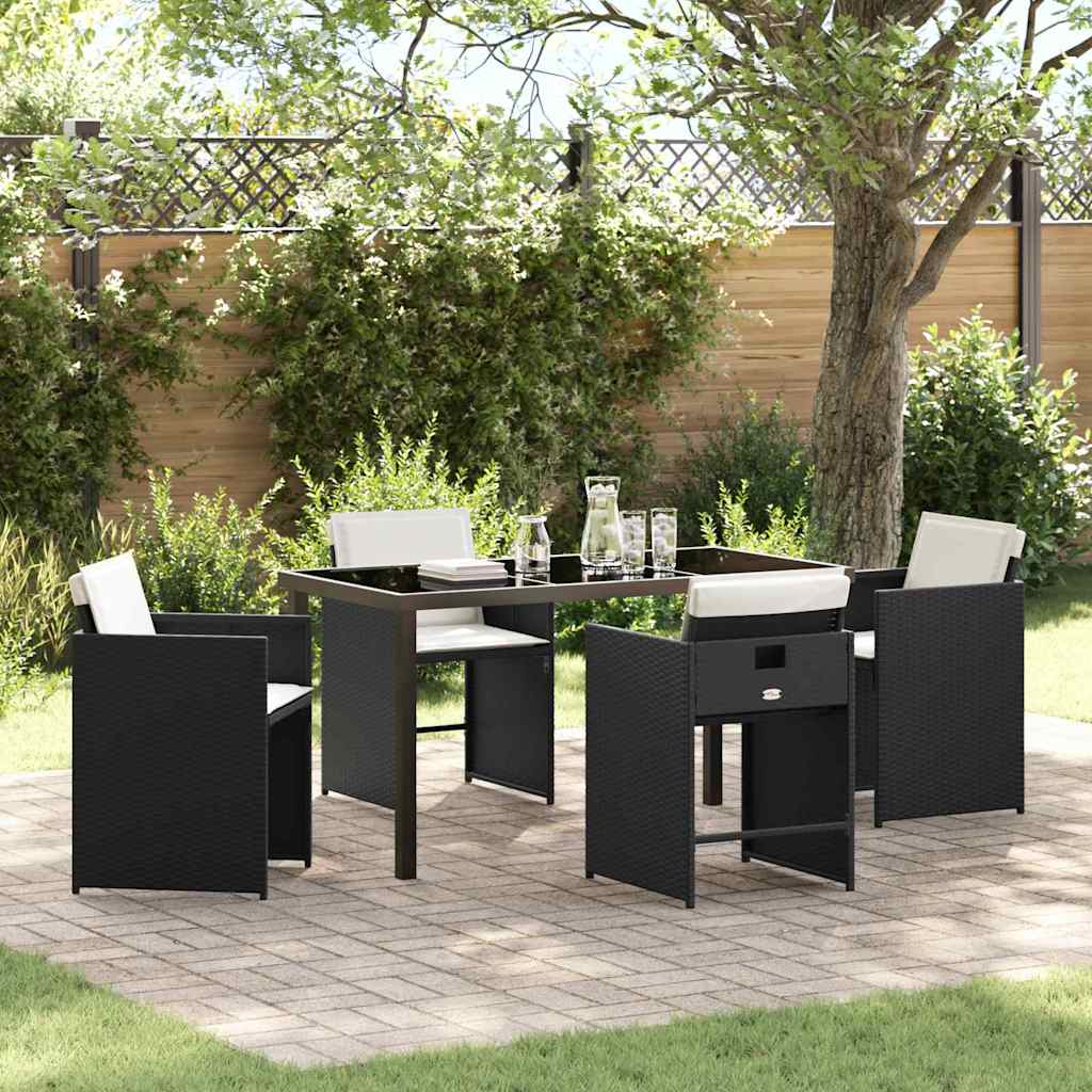 Ensemble de salle à manger pour jardin 5 pcs Noir polyrotin - XIOS