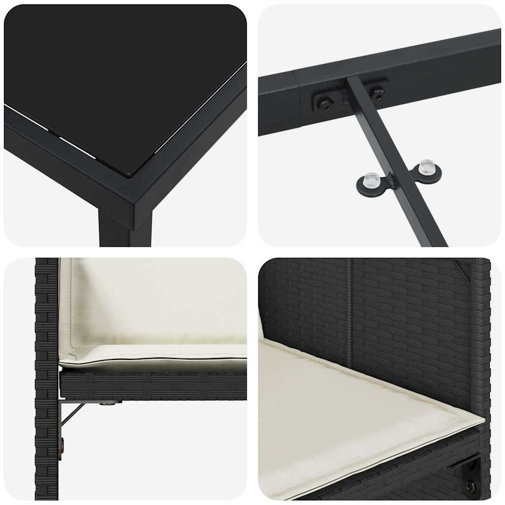 Ensemble de salle à manger pour jardin 9 pcs Noir polyrotin - XIOS