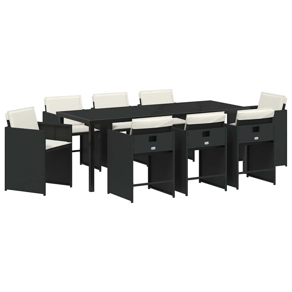 Ensemble de salle à manger pour jardin 9 pcs Noir polyrotin - XIOS