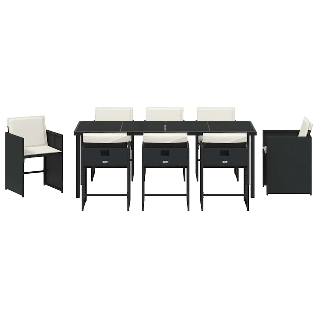 Ensemble de salle à manger pour jardin 9 pcs Noir polyrotin - XIOS