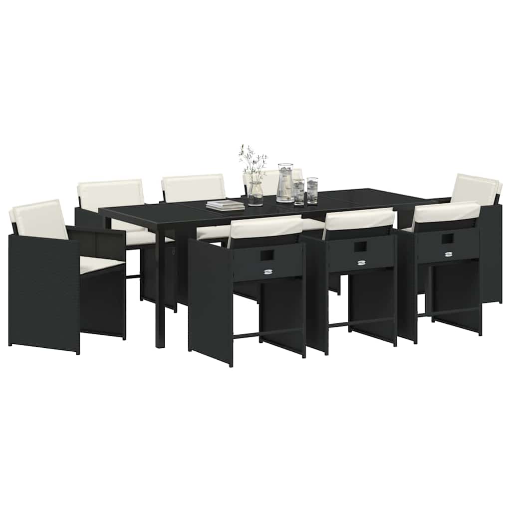 Ensemble de salle à manger pour jardin 9 pcs Noir polyrotin - XIOS
