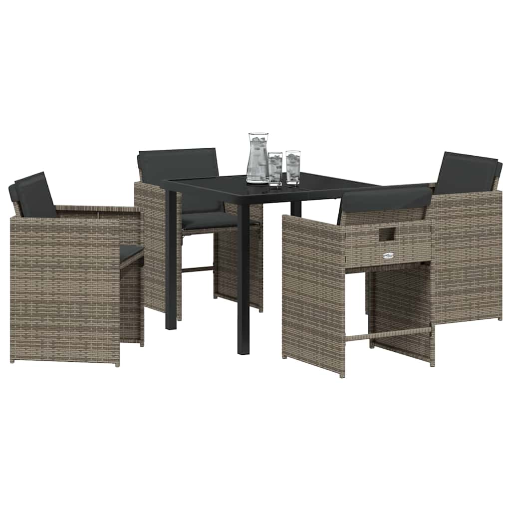 Ensemble de salle à manger pour jardin 5 pcs Gris polyrotin - XIOS