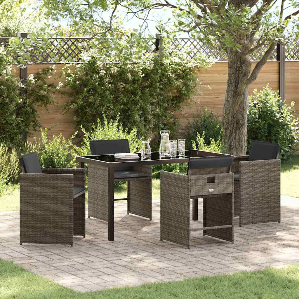 Ensemble de salle à manger pour jardin 5 pcs Gris polyrotin - XIOS
