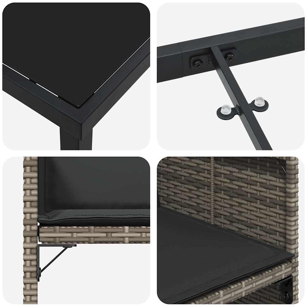 Ensemble de salle à manger pour jardin 5 pcs Gris polyrotin - XIOS