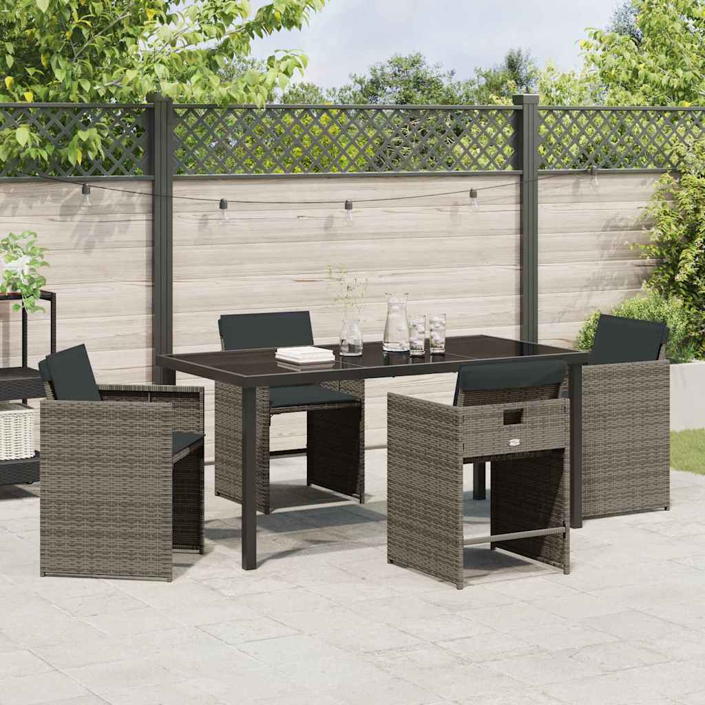 Ensemble de salle à manger pour jardin 5 pcs Gris polyrotin - XIOS