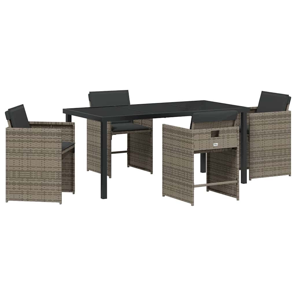 Ensemble de salle à manger pour jardin 5 pcs Gris polyrotin - XIOS