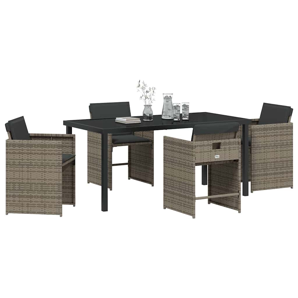 Ensemble de salle à manger pour jardin 5 pcs Gris polyrotin - XIOS