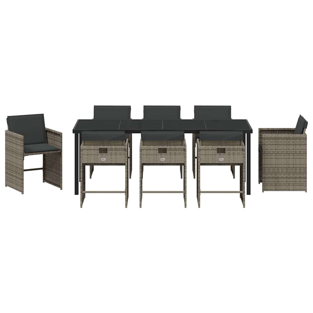 Ensemble de salle à manger pour jardin 9 pcs Gris polyrotin - XIOS