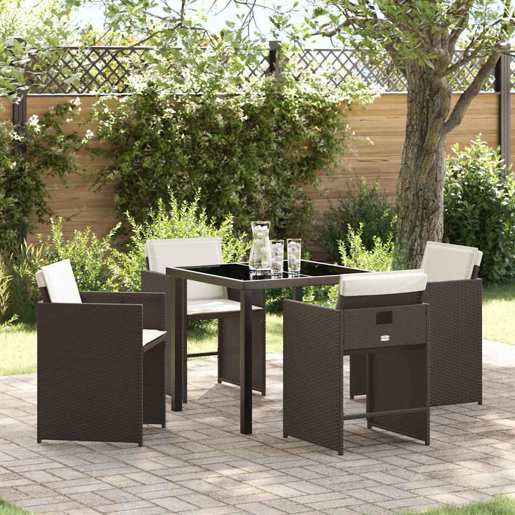 Ensemble de salle à manger pour jardin 5 pcs Marron polyrotin - XIOS