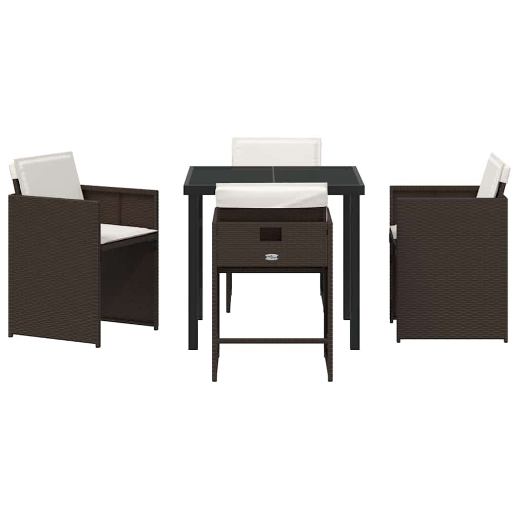 Ensemble de salle à manger pour jardin 5 pcs Marron polyrotin - XIOS