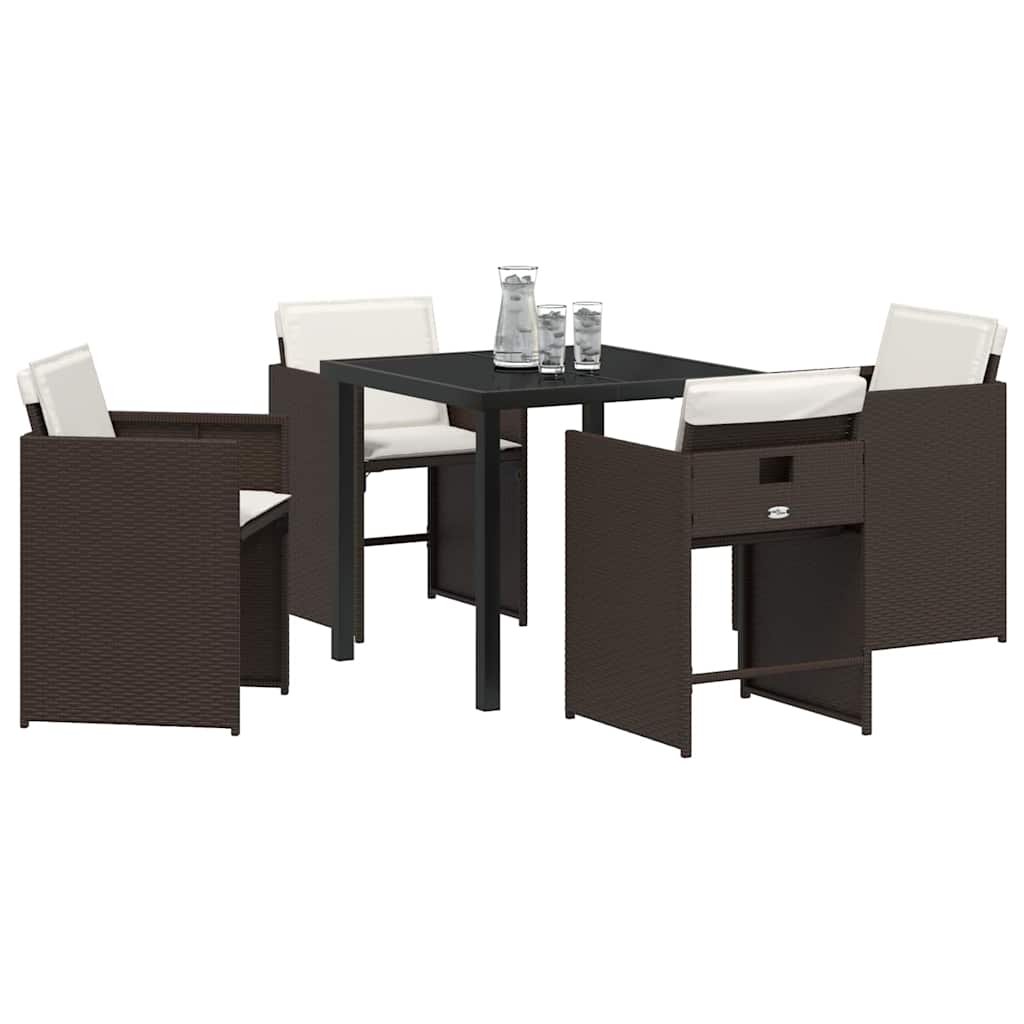Ensemble de salle à manger pour jardin 5 pcs Marron polyrotin - XIOS