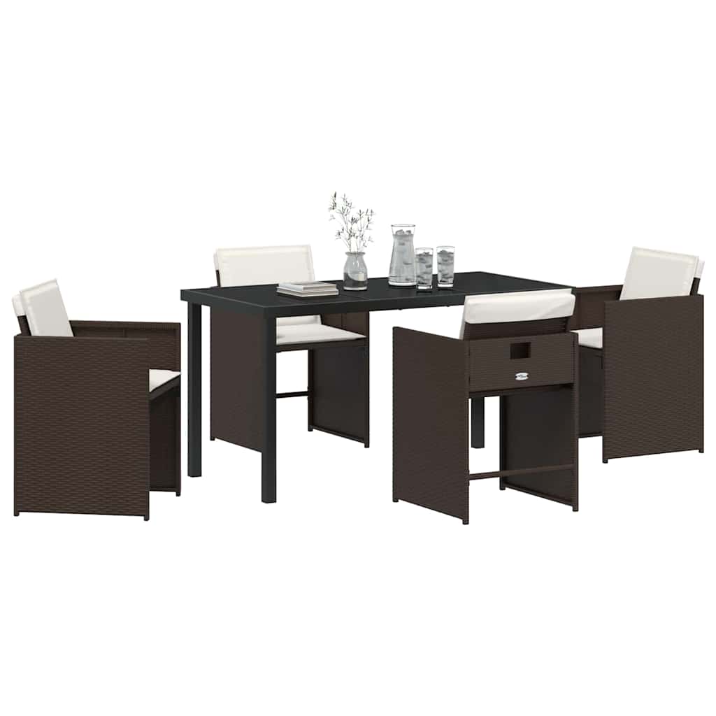Ensemble de salle à manger pour jardin 5 pcs Marron polyrotin - XIOS