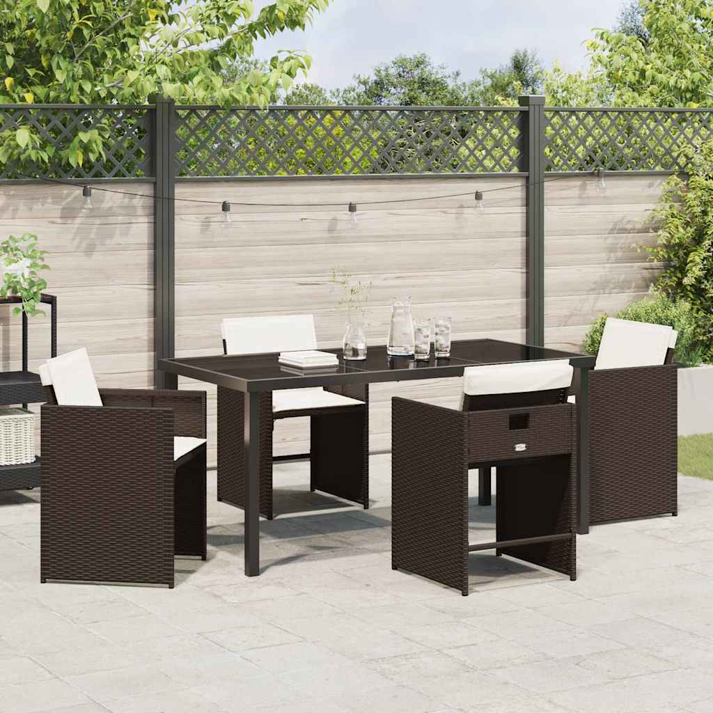 Ensemble de salle à manger pour jardin 5 pcs Marron polyrotin - XIOS