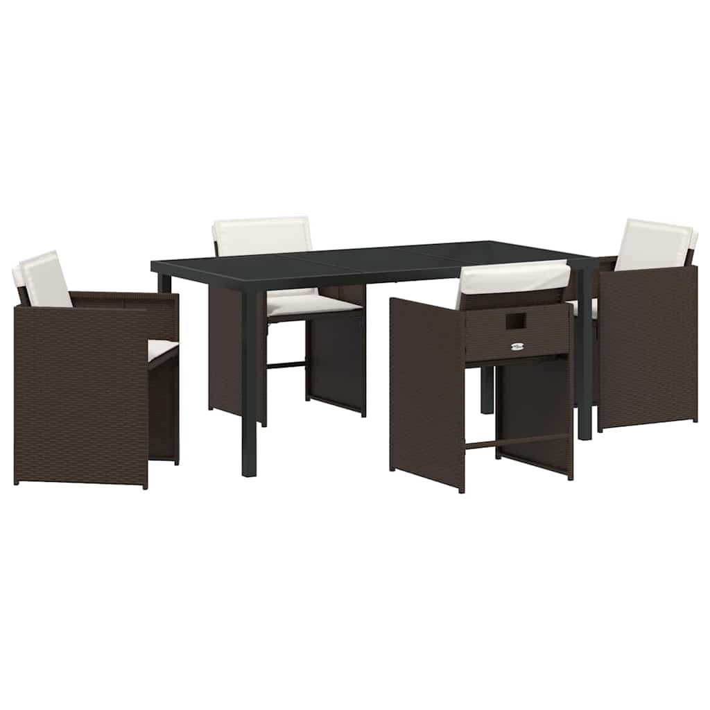 Ensemble de salle à manger pour jardin 5 pcs Marron polyrotin - XIOS
