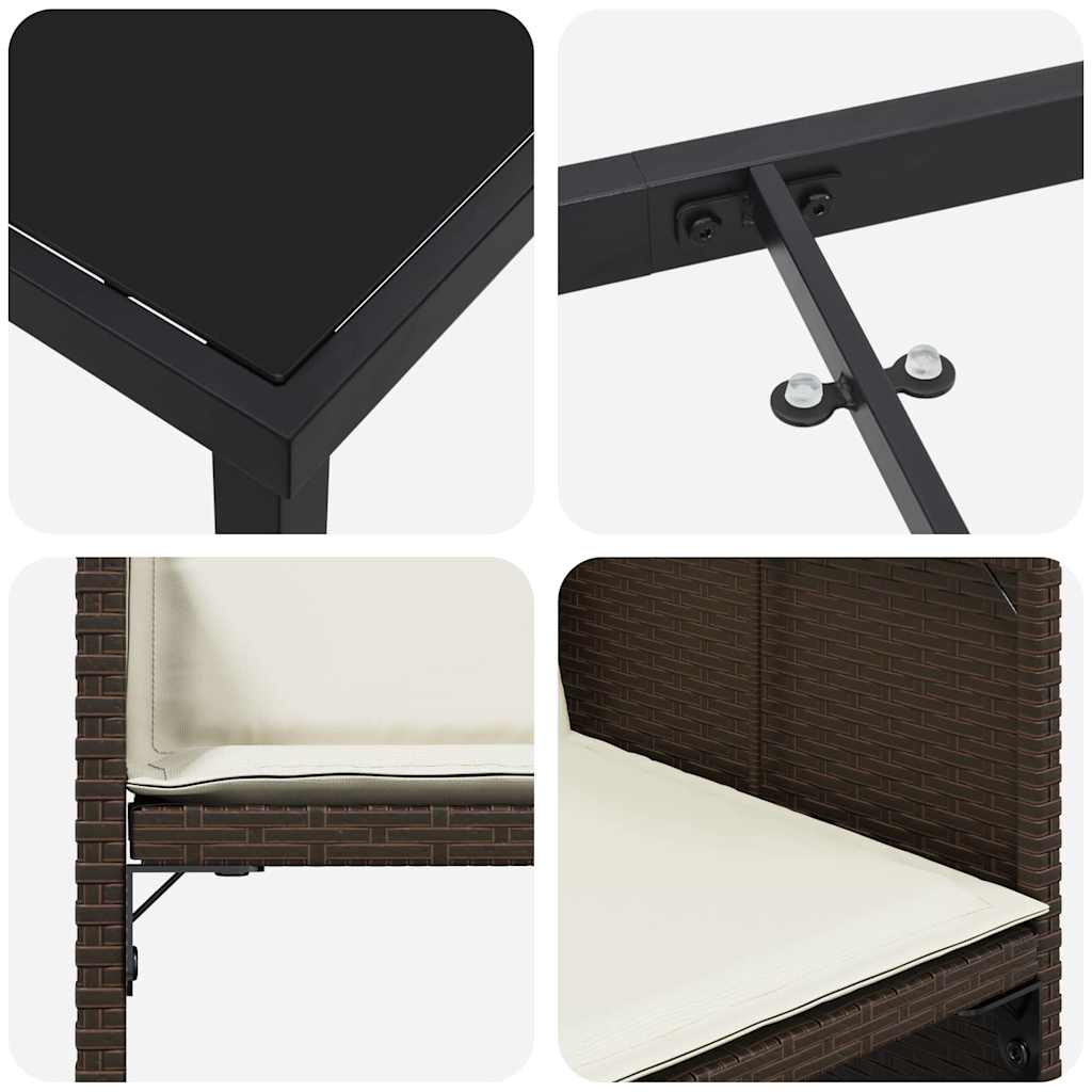 Ensemble de salle à manger pour jardin 9 pcs Marron polyrotin - XIOS