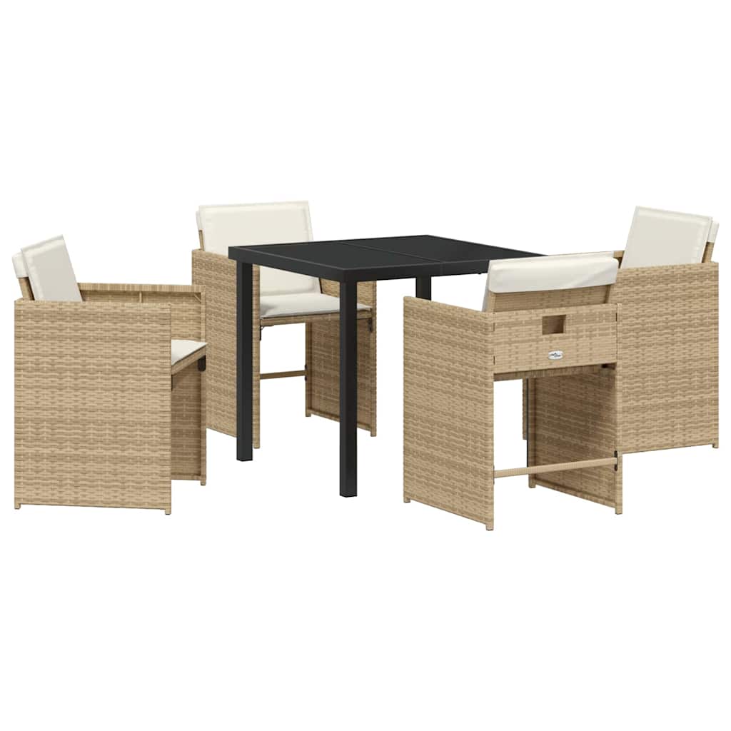 Ensemble de salle à manger pour jardin 5 pcs Beige polyrotin - XIOS
