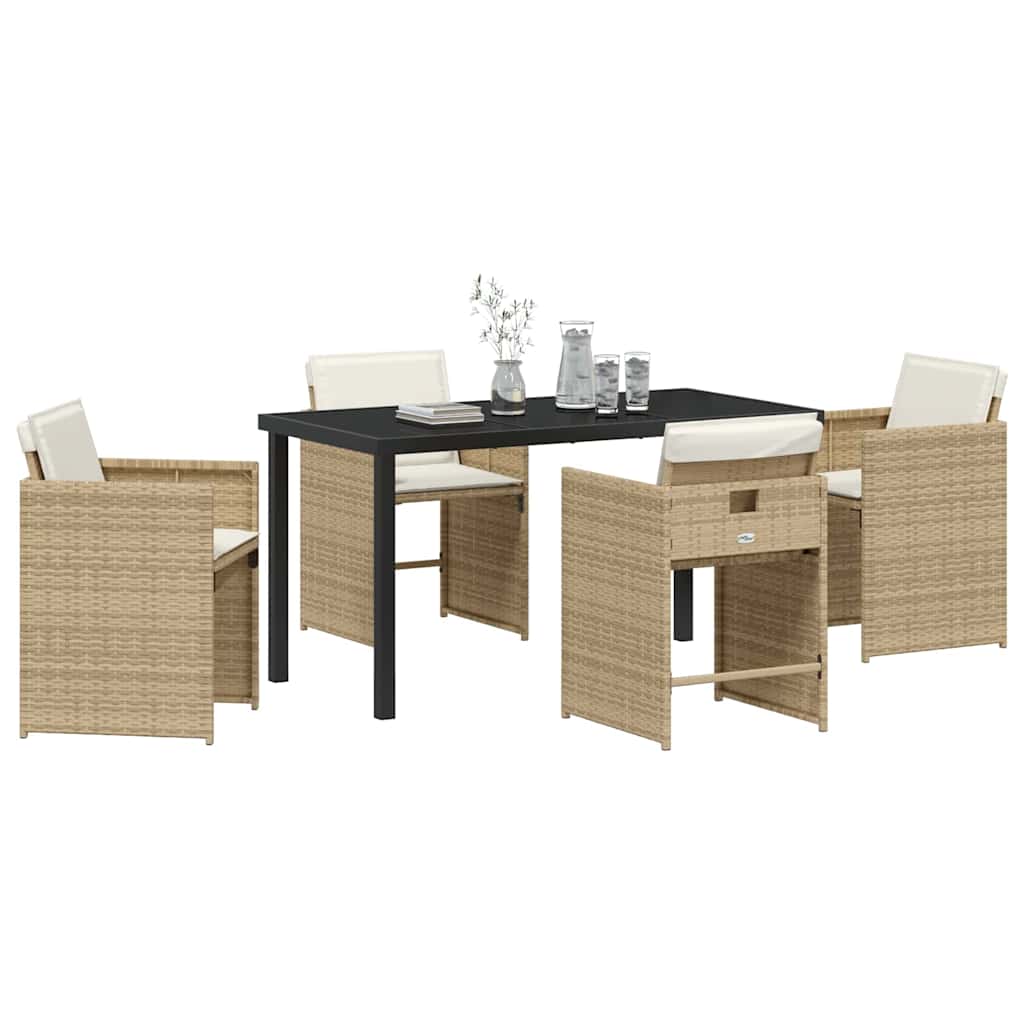 Ensemble de salle à manger pour jardin 5 pcs Beige polyrotin - XIOS