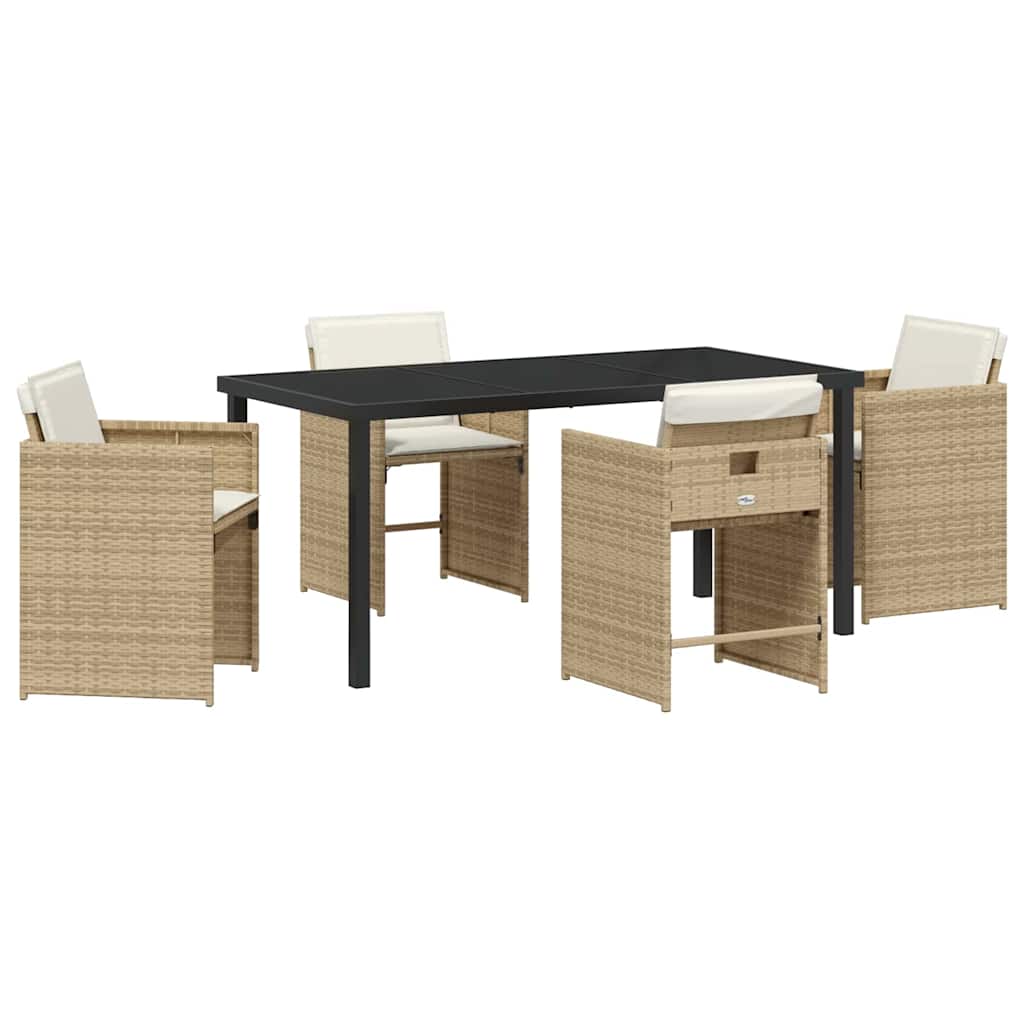 Ensemble de salle à manger pour jardin 5 pcs Beige polyrotin - XIOS