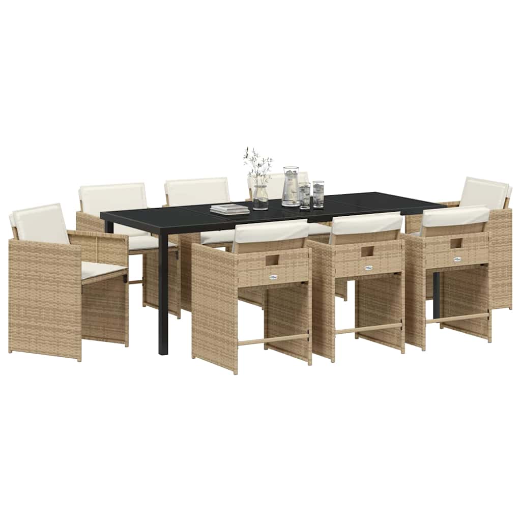 Ensemble de salle à manger pour jardin 9 pcs Beige polyrotin - XIOS