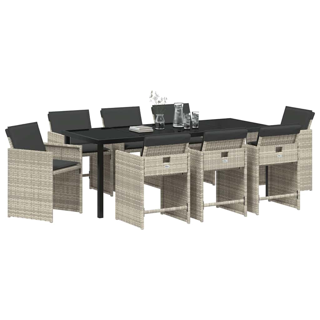 Ensemble de salle à manger pour jardin 9 pcs Gris clair - XIOS