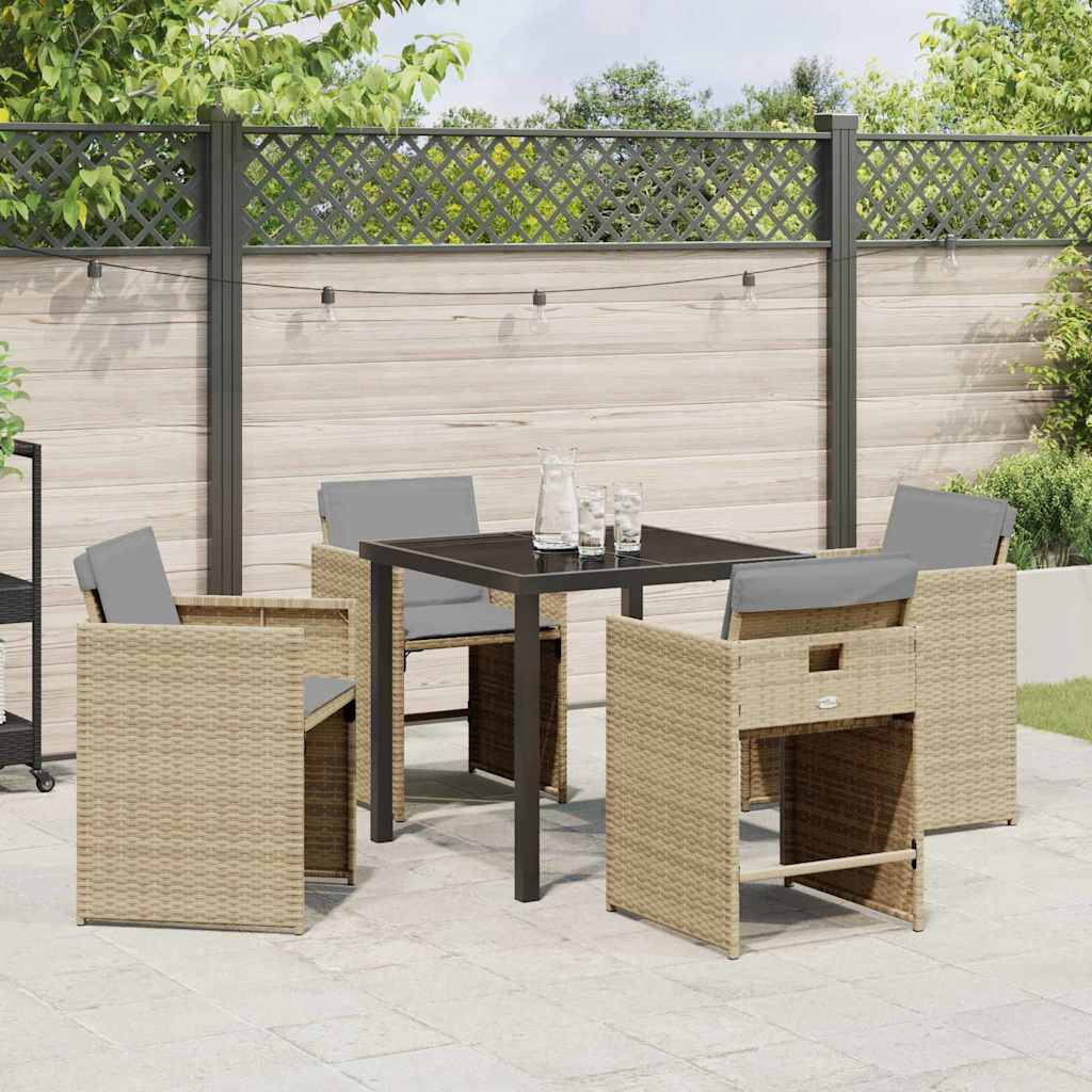 Ensemble de salle à manger pour jardin 5 pcs Beige polyrotin - XIOS