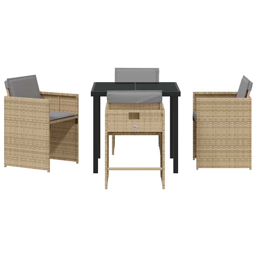 Ensemble de salle à manger pour jardin 5 pcs Beige polyrotin - XIOS