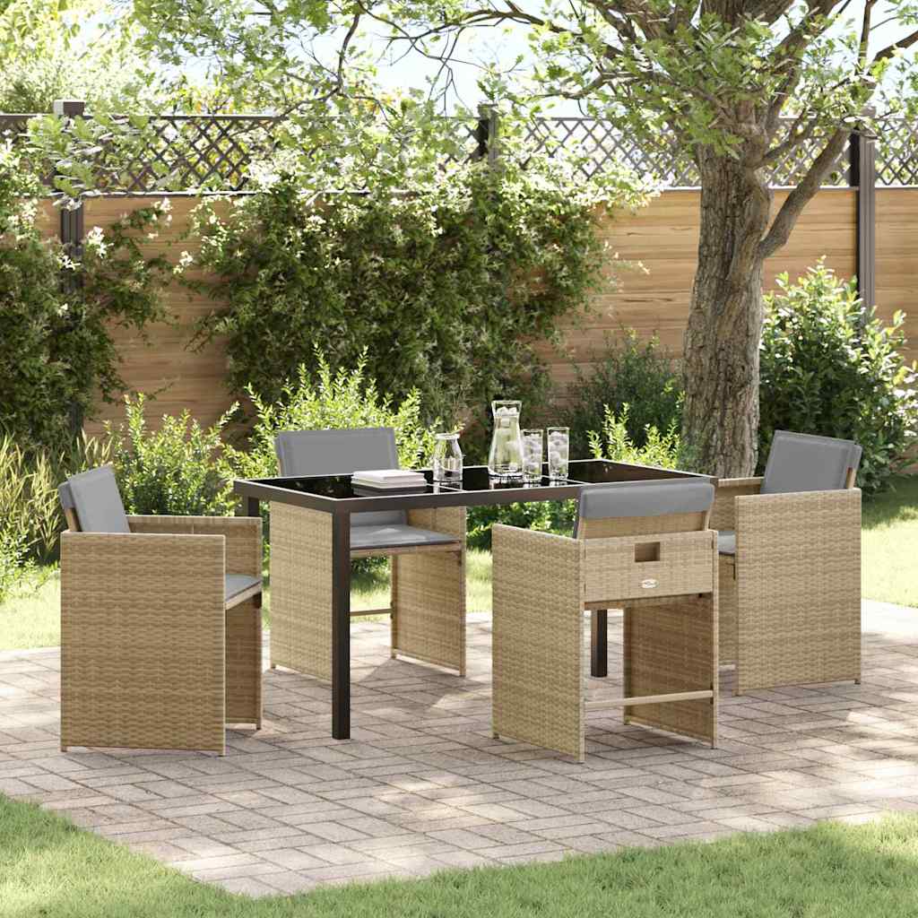 Ensemble de salle à manger pour jardin 5 pcs Beige polyrotin - XIOS