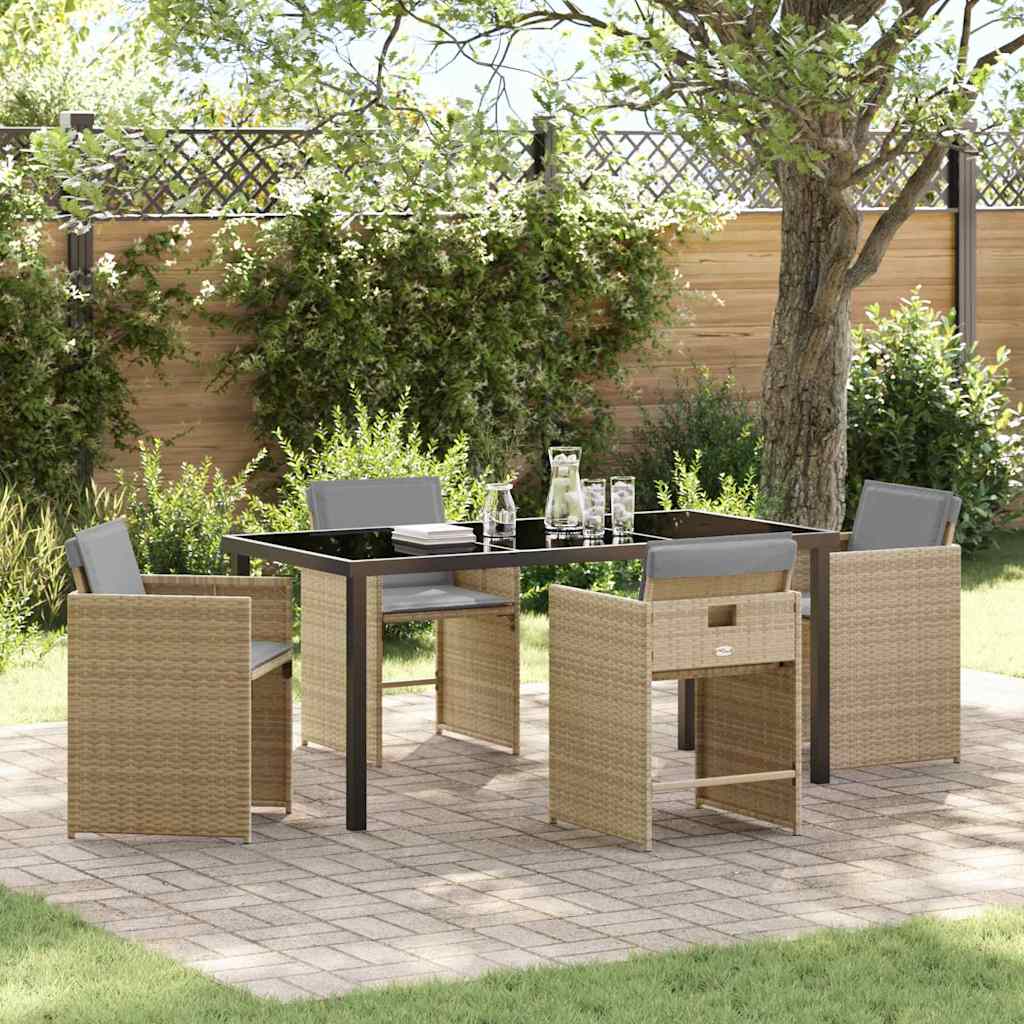 Ensemble de salle à manger pour jardin 5 pcs Beige polyrotin - XIOS