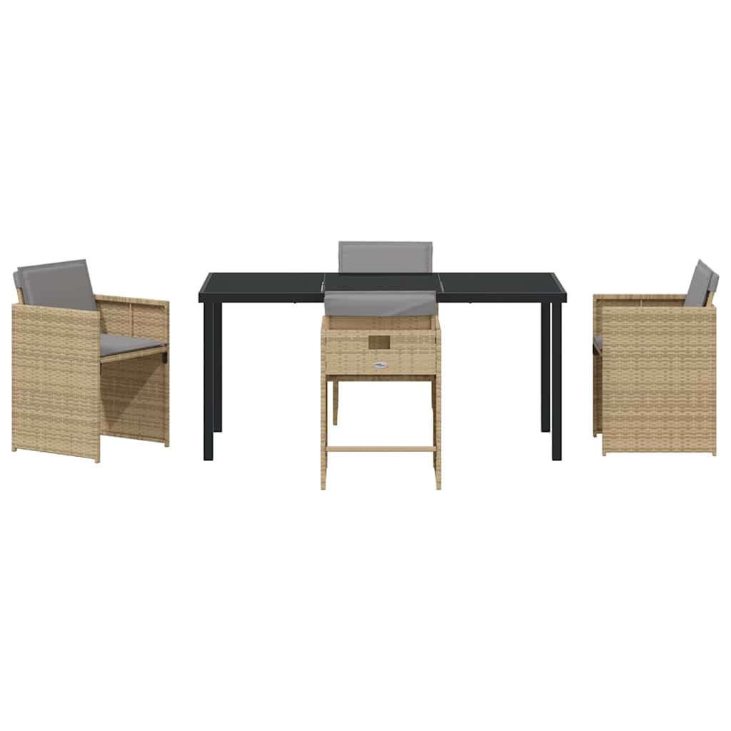 Ensemble de salle à manger pour jardin 5 pcs Beige polyrotin - XIOS