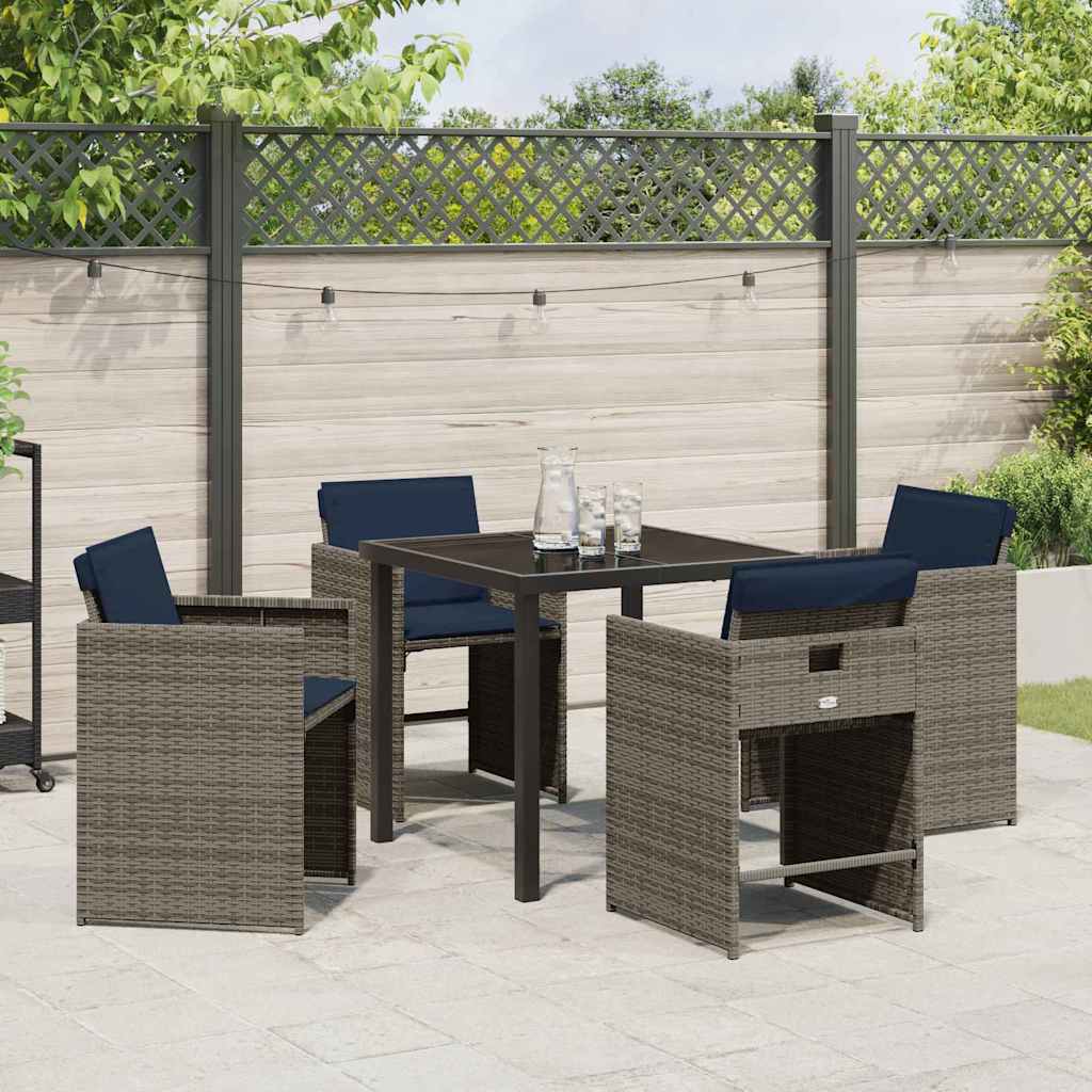 Ensemble de salle à manger pour jardin 5 pc Gris polyrotin - XIOS