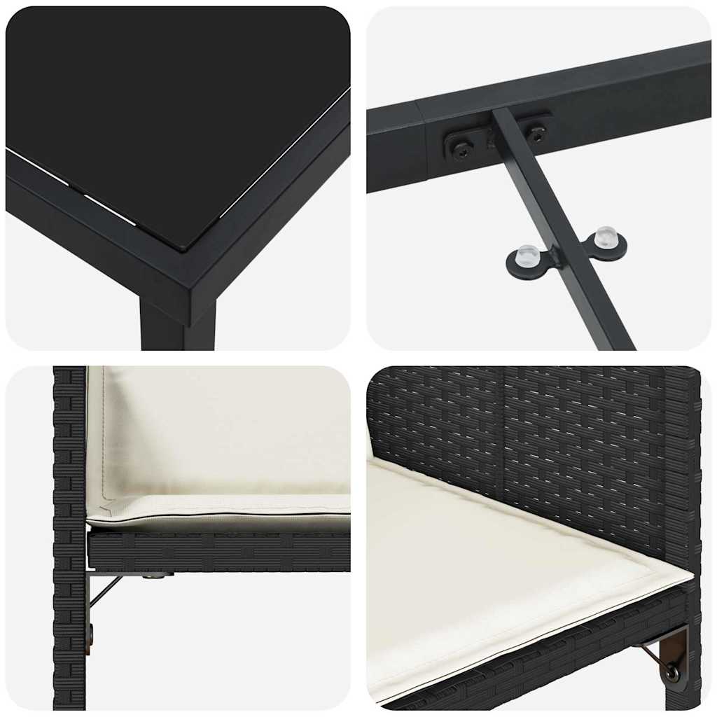 Ensemble de salle à manger pour jardin 5 pcs Noir polyrotin - XIOS