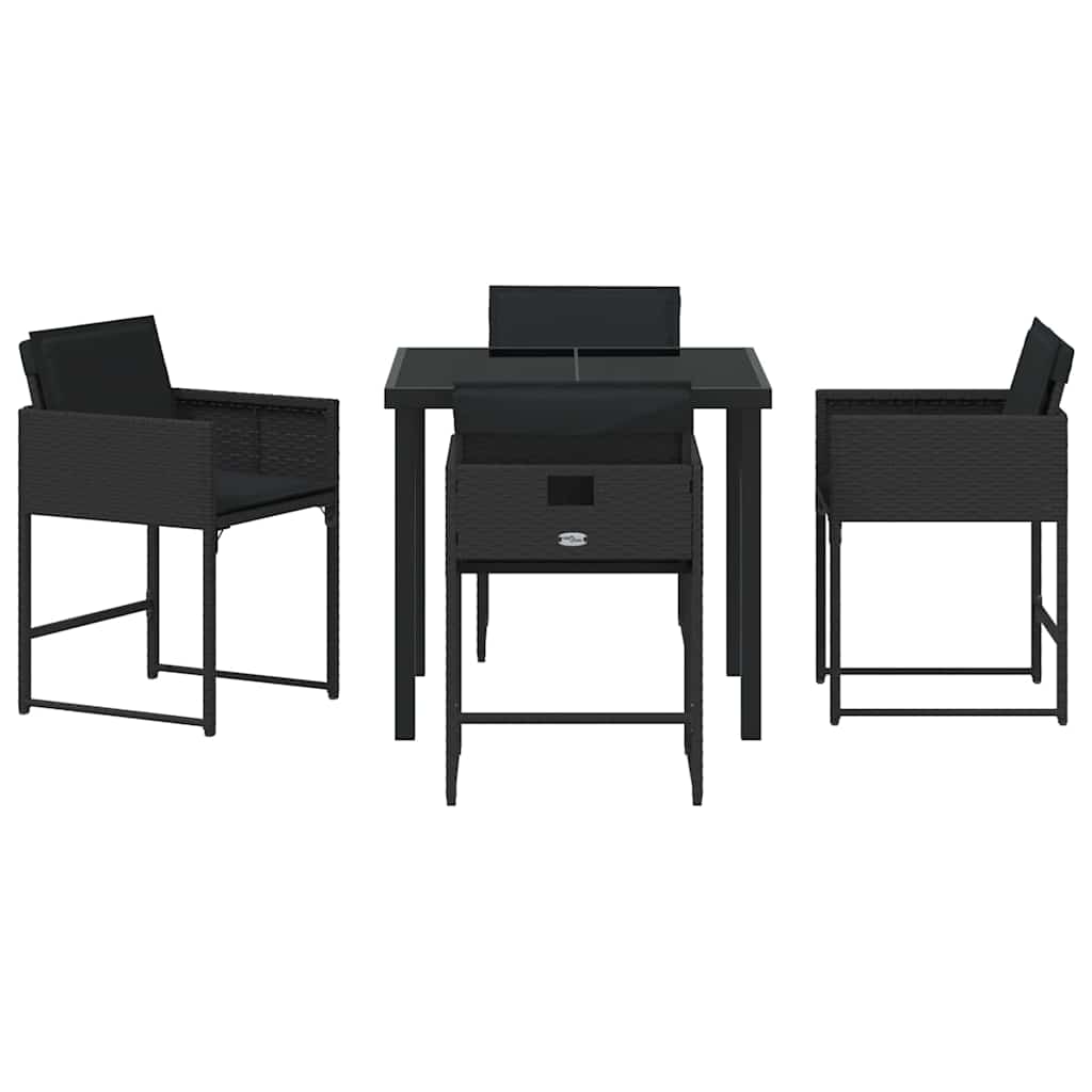 Ensemble de salle à manger pour jardin 5 pcs Noir polyrotin - XIOS