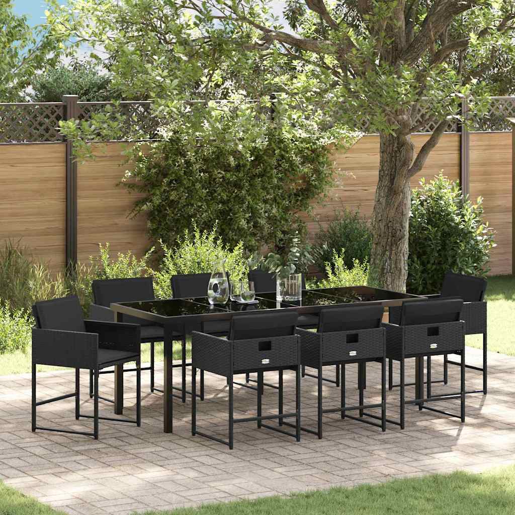 Ensemble de salle à manger pour jardin 9 pcs Noir polyrotin - XIOS