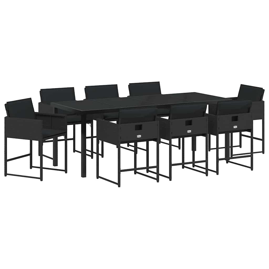 Ensemble de salle à manger pour jardin 9 pcs Noir polyrotin - XIOS
