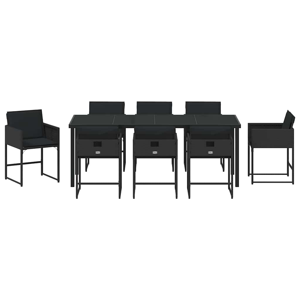 Ensemble de salle à manger pour jardin 9 pcs Noir polyrotin - XIOS