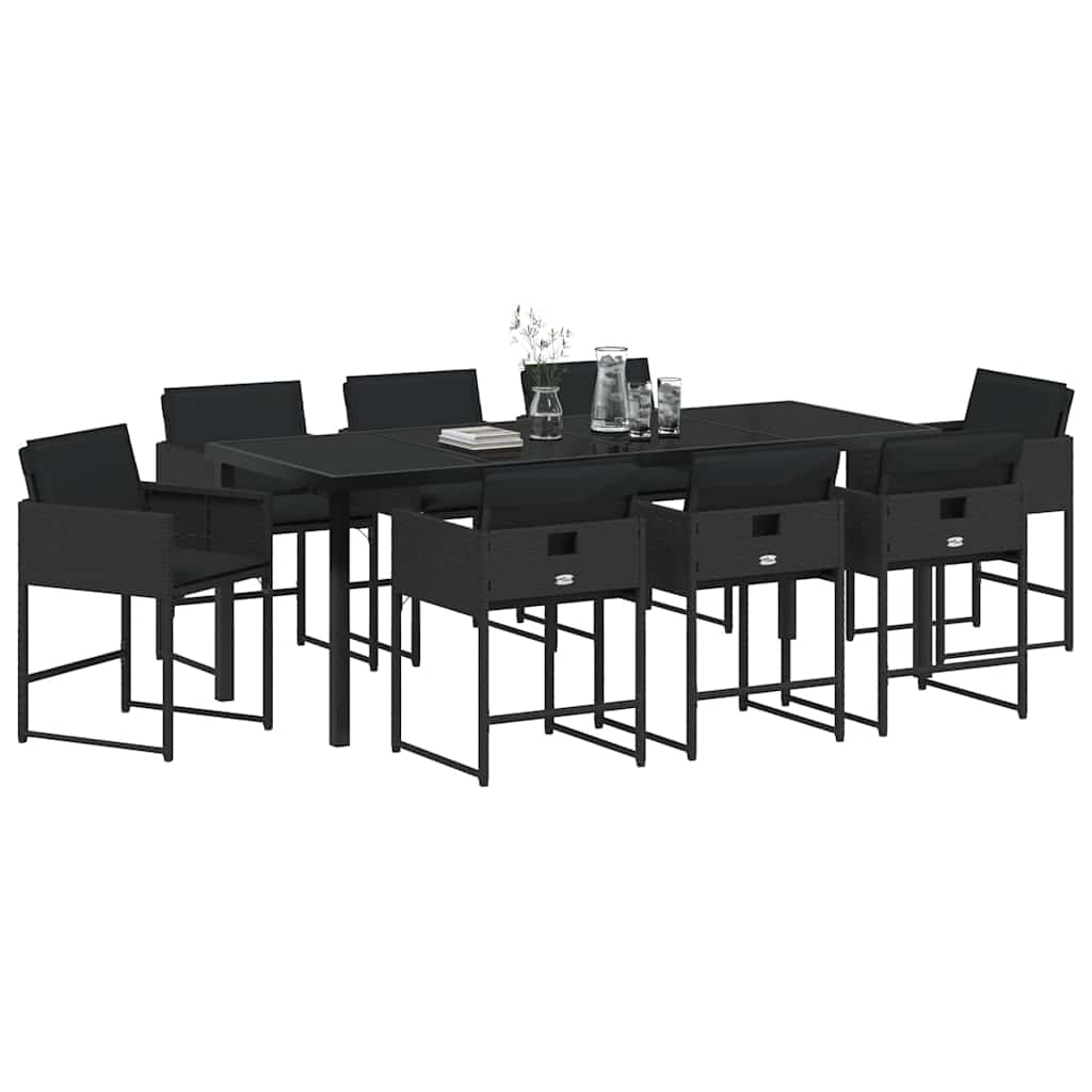 Ensemble de salle à manger pour jardin 9 pcs Noir polyrotin - XIOS