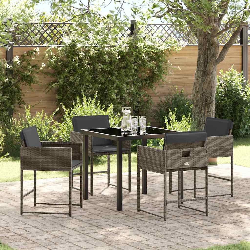 Ensemble de salle à manger pour jardin 5 pcs Gris polyrotin - XIOS
