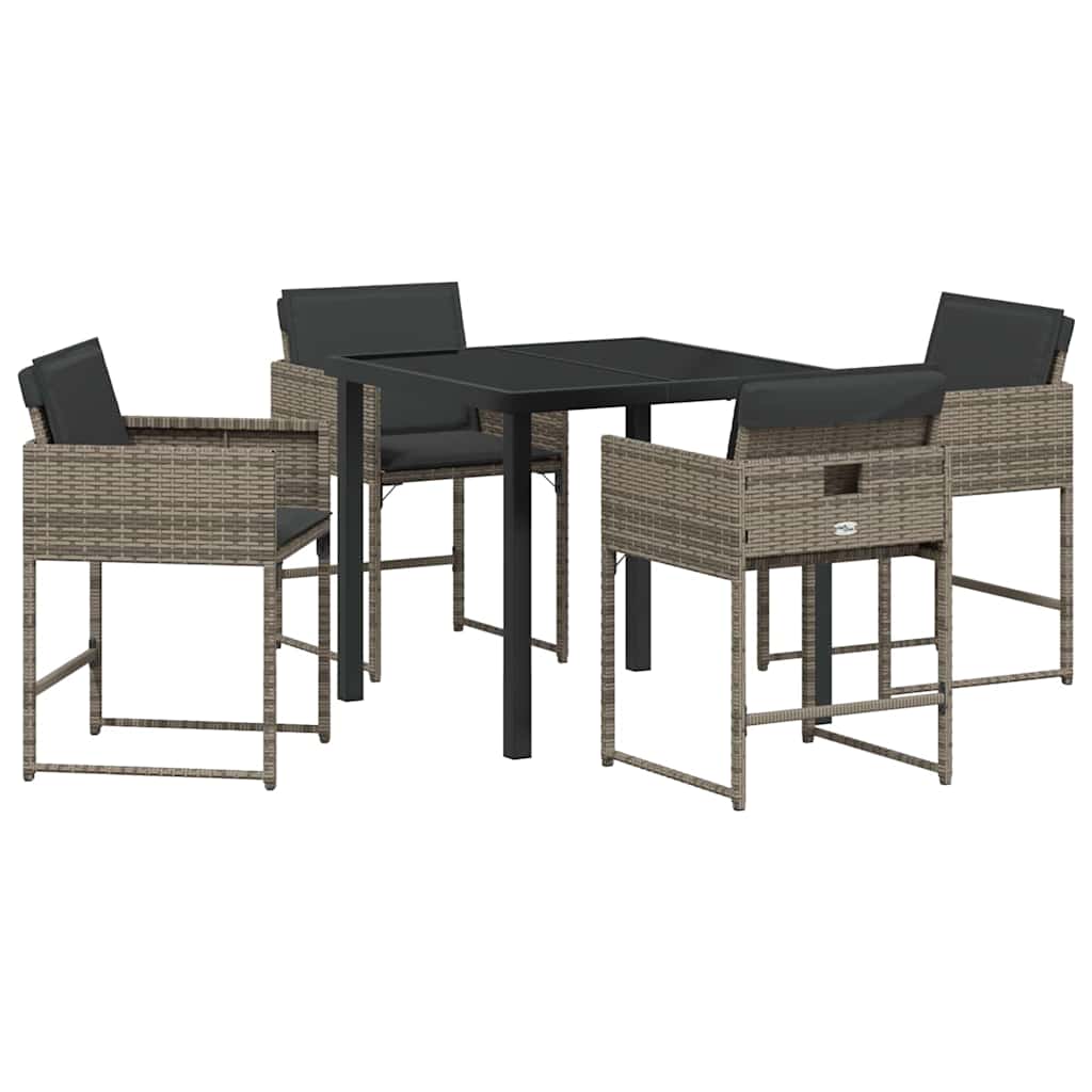 Ensemble de salle à manger pour jardin 5 pcs Gris polyrotin - XIOS