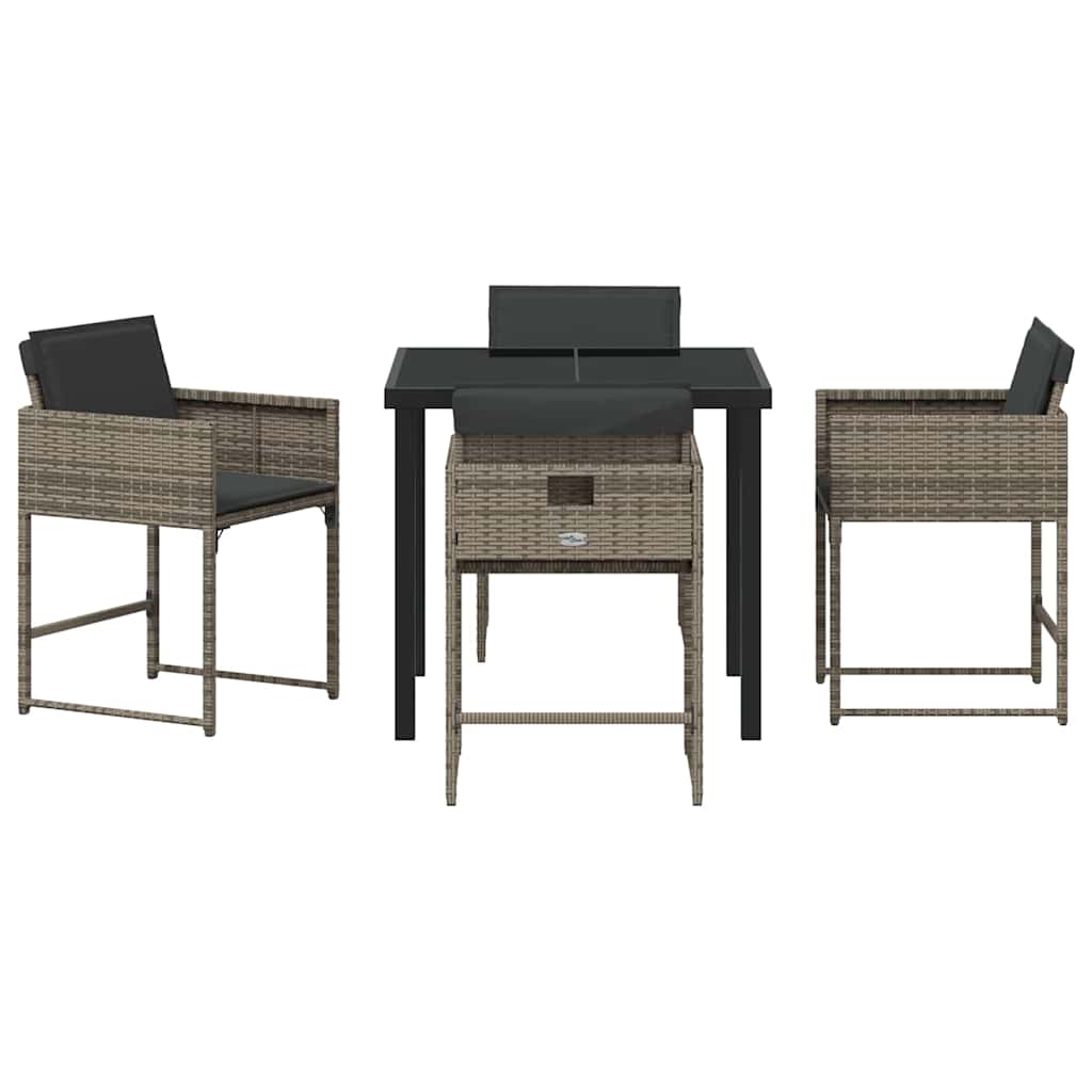 Ensemble de salle à manger pour jardin 5 pcs Gris polyrotin - XIOS