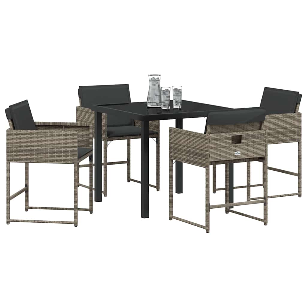 Ensemble de salle à manger pour jardin 5 pcs Gris polyrotin - XIOS