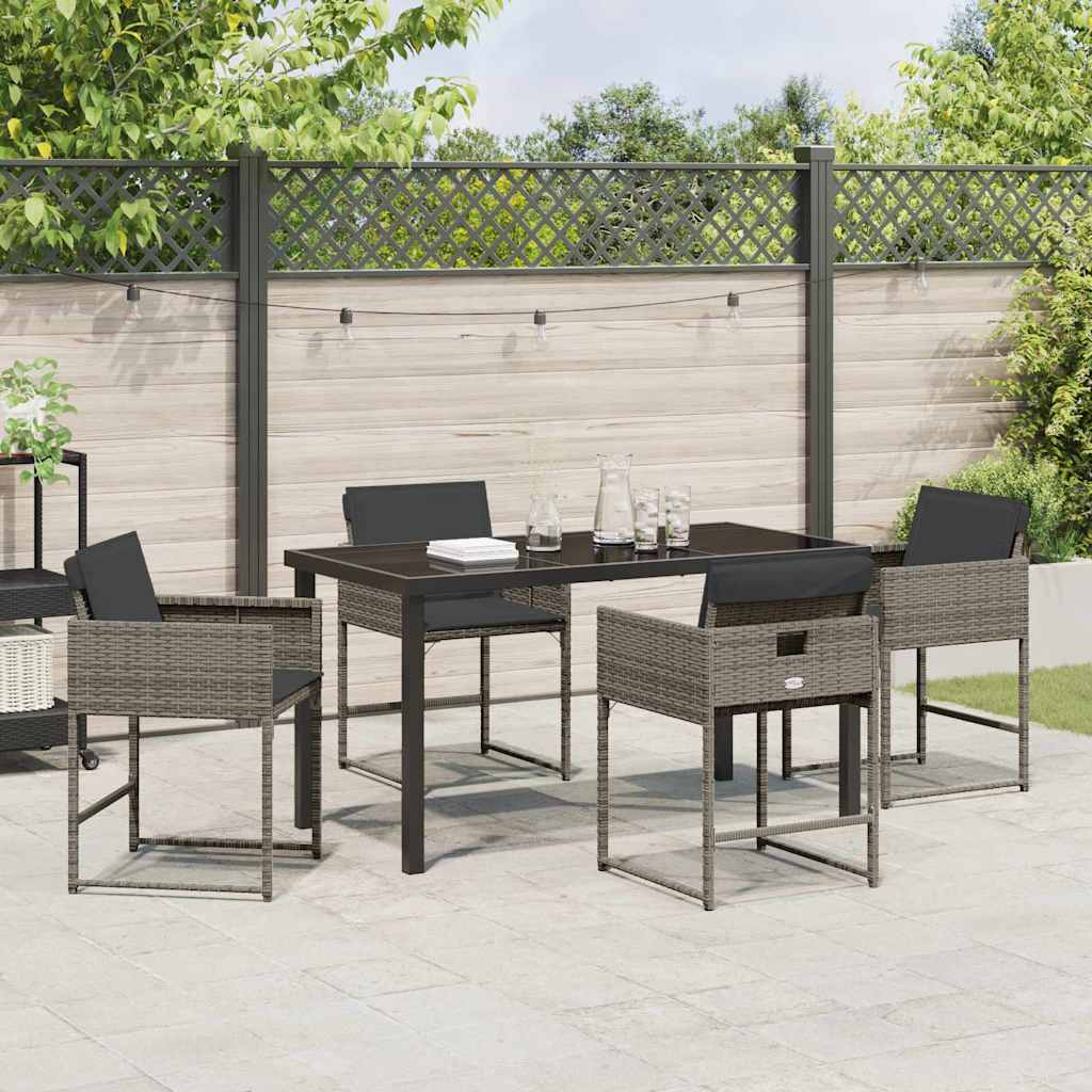 Ensemble de salle à manger pour jardin 5 pcs Gris polyrotin - XIOS