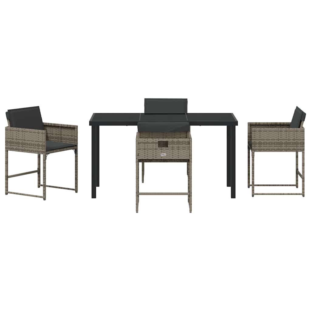 Ensemble de salle à manger pour jardin 5 pcs Gris polyrotin - XIOS