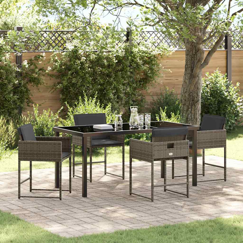 Ensemble de salle à manger pour jardin 5 pcs Gris polyrotin - XIOS