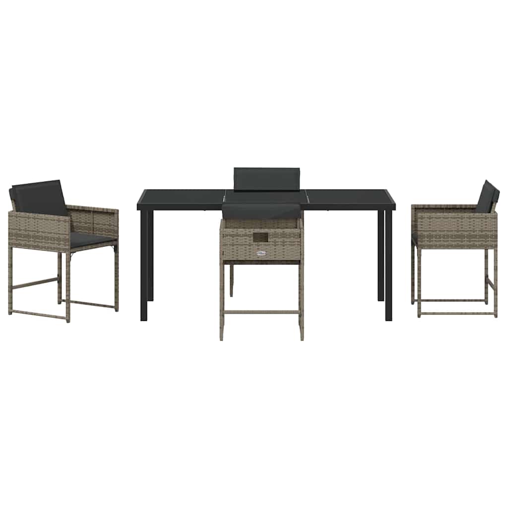 Ensemble de salle à manger pour jardin 5 pcs Gris polyrotin - XIOS