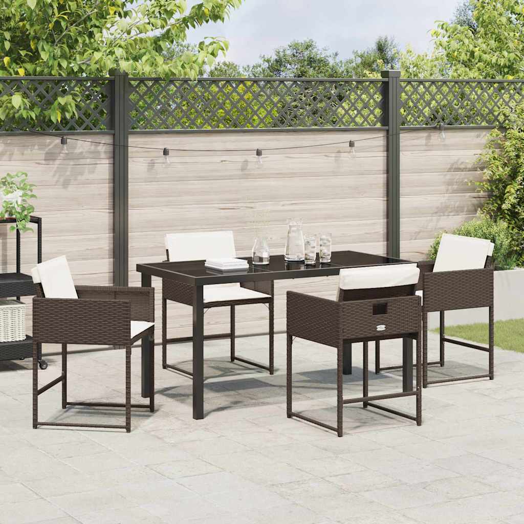 Ensemble de salle à manger pour jardin 5 pcs Marron polyrotin - XIOS
