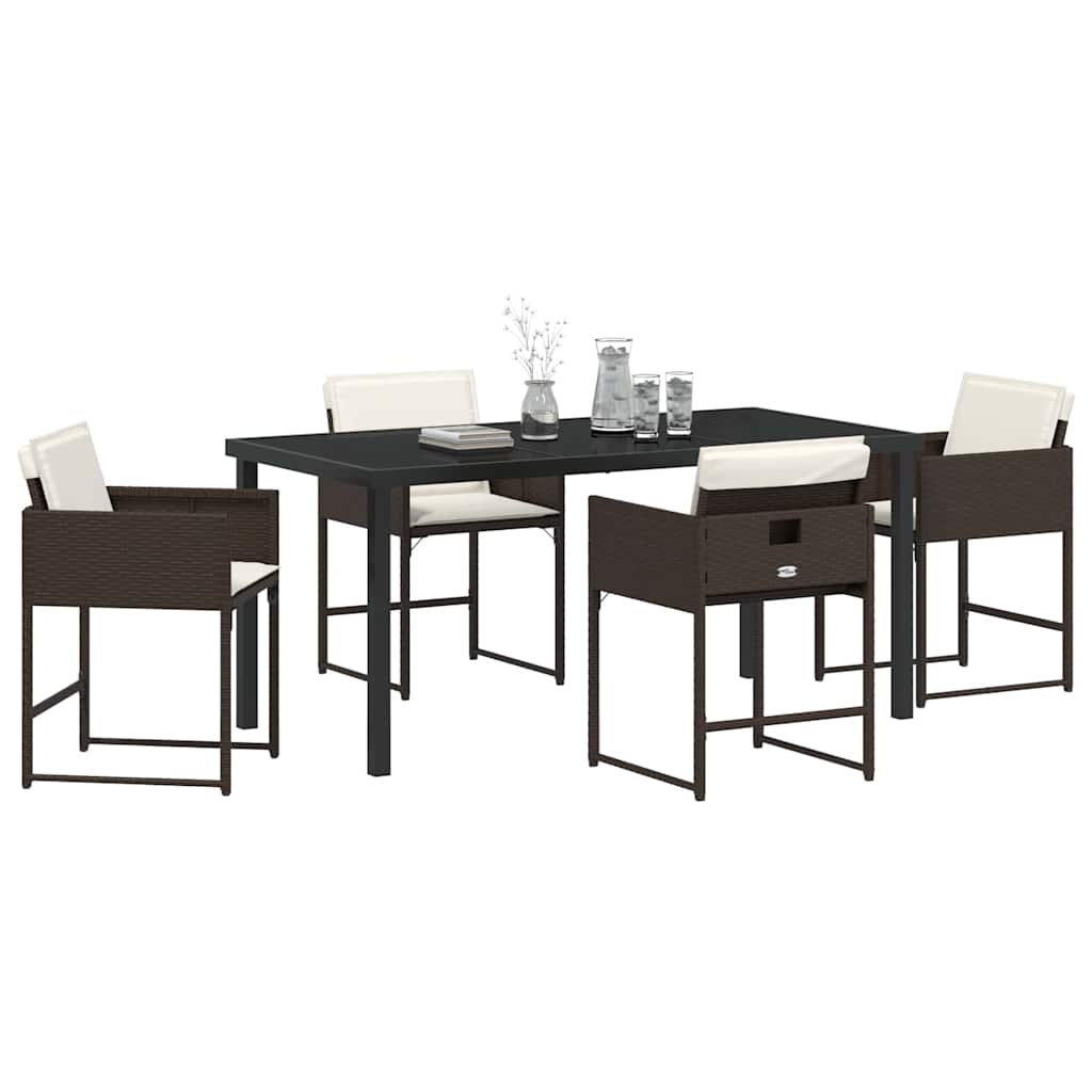 Ensemble de salle à manger pour jardin 5 pcs Marron polyrotin - XIOS