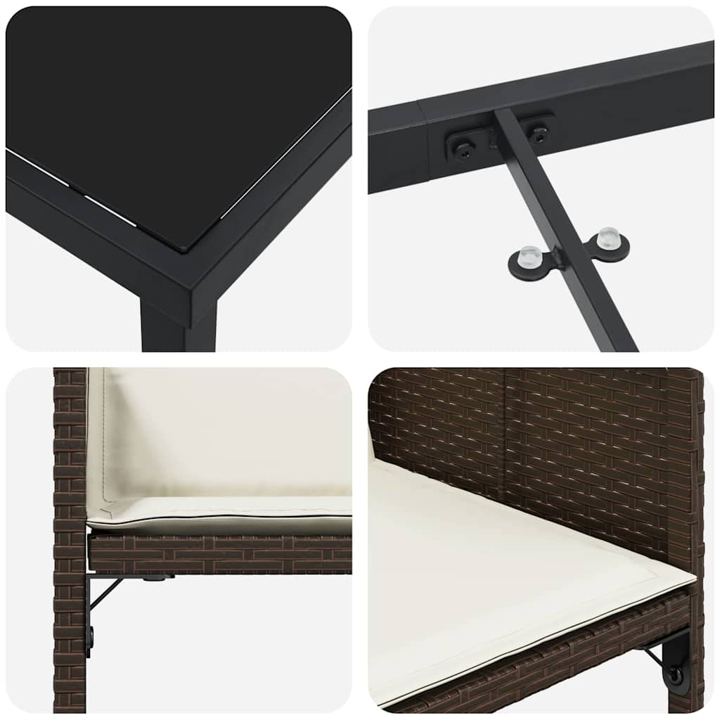 Ensemble de salle à manger pour jardin 9 pcs Marron polyrotin - XIOS