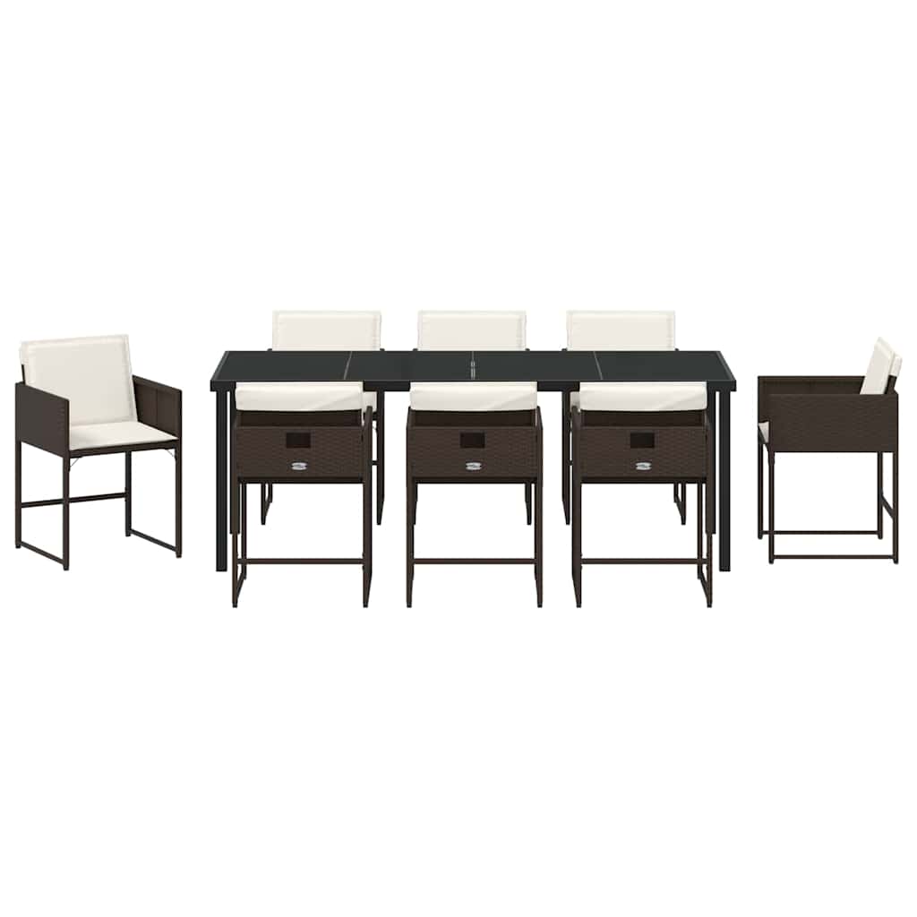 Ensemble de salle à manger pour jardin 9 pcs Marron polyrotin - XIOS