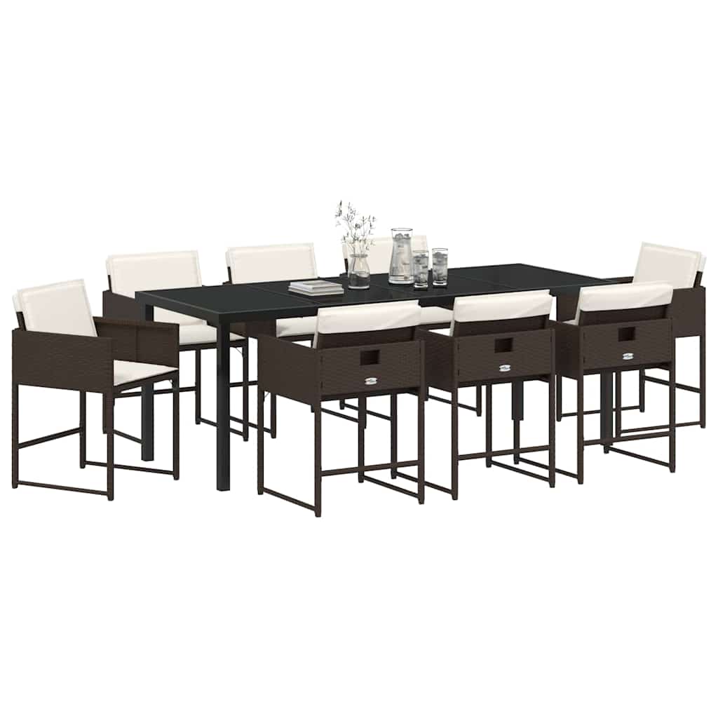 Ensemble de salle à manger pour jardin 9 pcs Marron polyrotin - XIOS