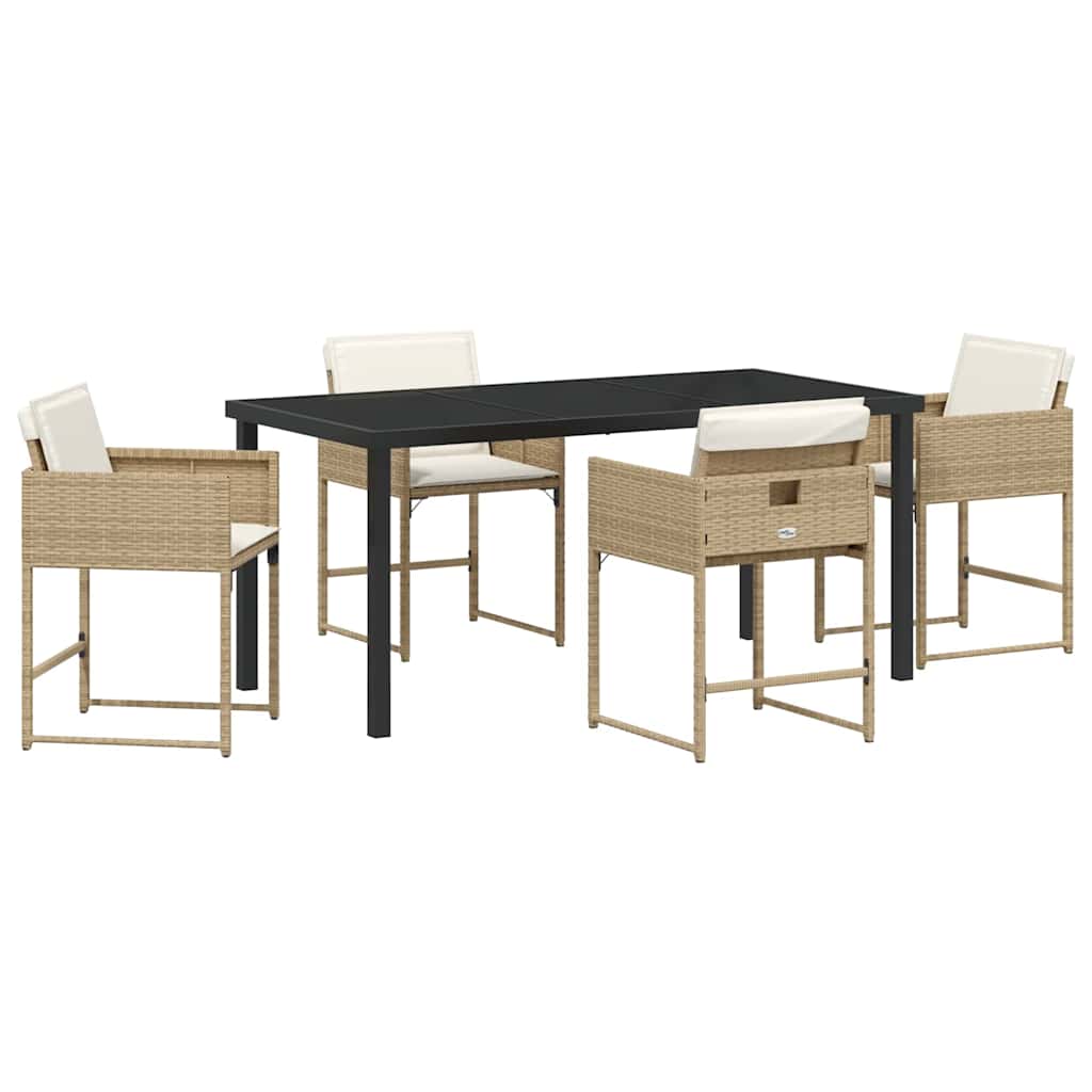 Ensemble de salle à manger pour jardin 5 pcs Beige polyrotin - XIOS